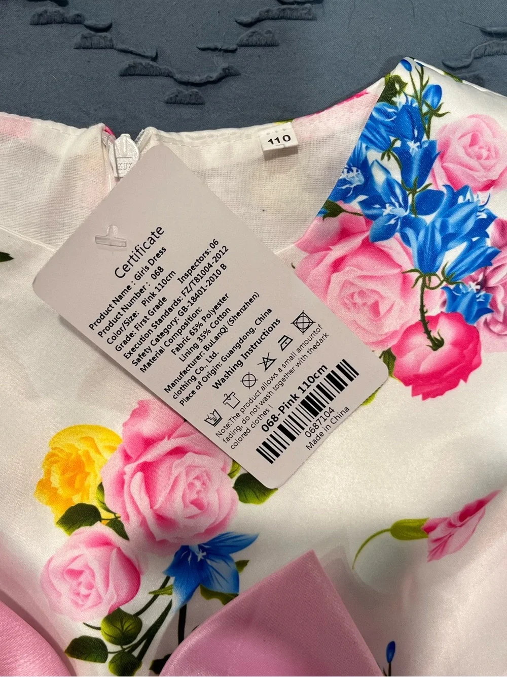 Girls Pink Floral Bow Party Dress